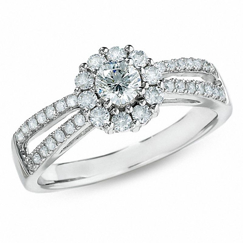 5/8 CT. T.W. Diamond Framed Engagement Ring in 14K White Gold