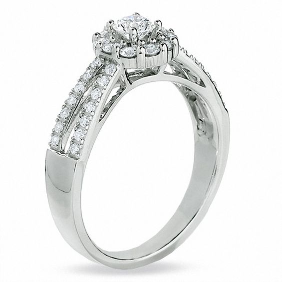 5/8 CT. T.w. Diamond Framed Engagement Ring in 14K White Gold