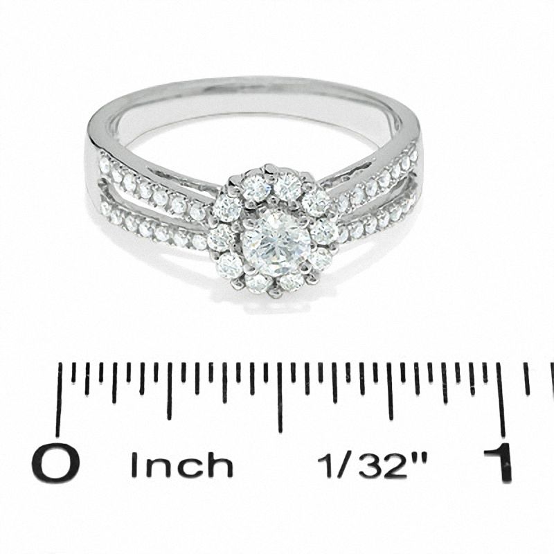 Main Image 3 of 5/8 CT. T.W. Diamond Framed Engagement Ring in 14K White Gold