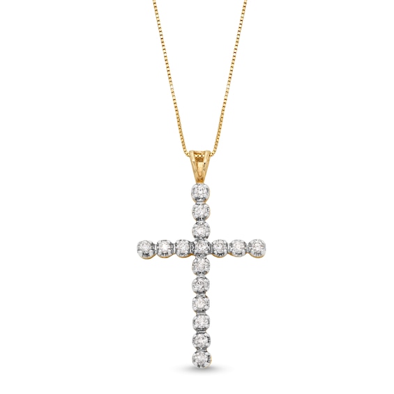 1 CT. T.w. Diamond Cross Pendant in 10K Gold