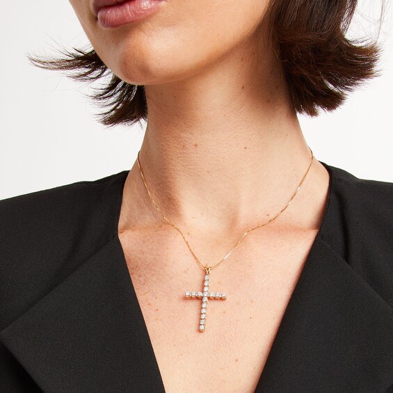 1 CT. T.w. Diamond Cross Pendant in 10K Gold
