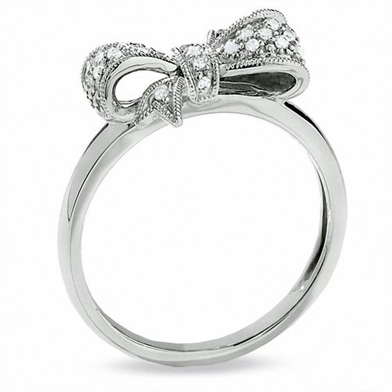 1/10 CT. T.w. Diamond Bow Ring in 10K White Gold