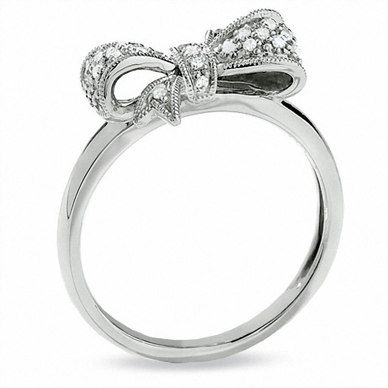 1/10 CT. T.W. Diamond Bow Ring in 10K White Gold