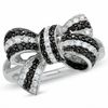 Thumbnail Image 0 of 1/2 CT. T.W. Enhanced Black and White Diamond Bow Ring in 10K White Gold
