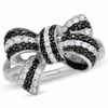 Thumbnail Image 1 of 1/2 CT. T.W. Enhanced Black and White Diamond Bow Ring in 10K White Gold