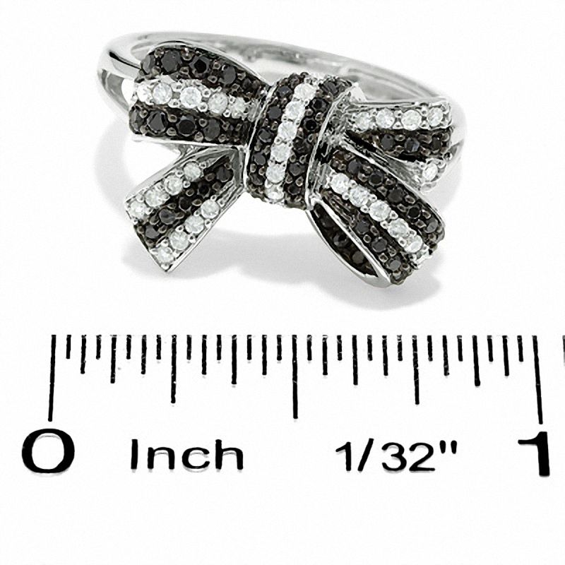 1/2 CT. T.W. Enhanced Black and White Diamond Bow Ring in 10K White Gold