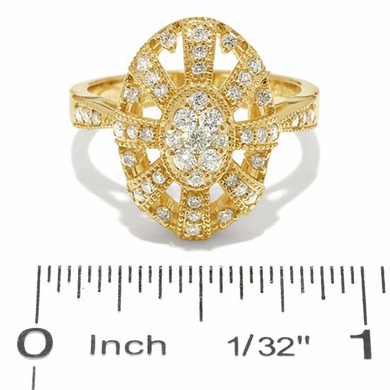 1/2 CT. T.w. Multi-Diamond Art Deco Oval Dome Ring in 14K Gold