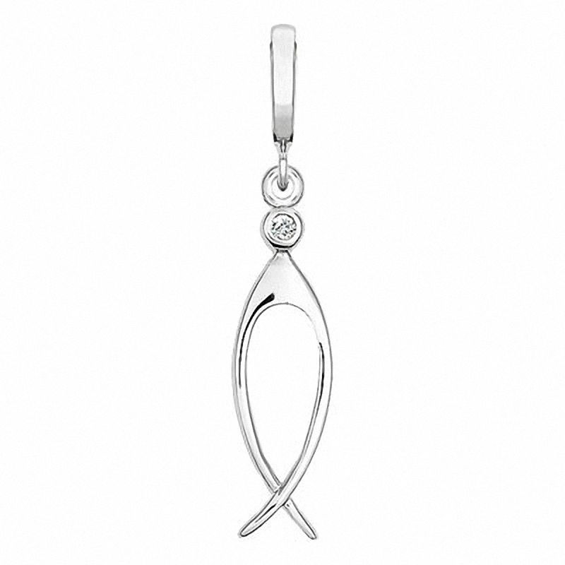 Main Image 1 of Diamond Accent Icthus Fish Charm in Sterling Silver