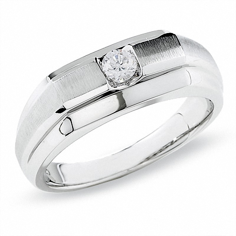 Men's Celebration Lux® 1/5 CT. Diamond Solitaire Band in 18K White Gold (I/SI2)