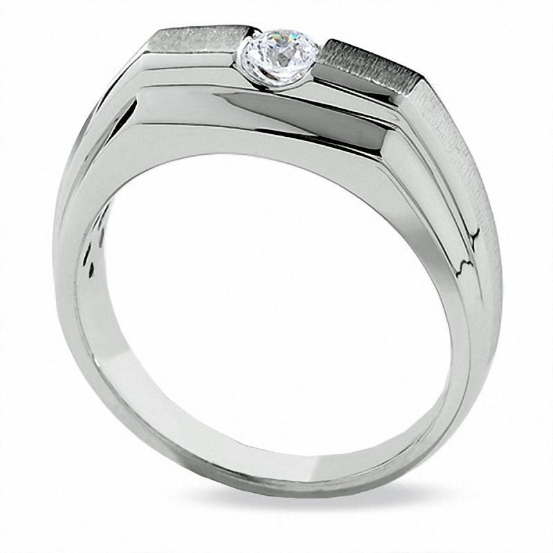 Main Image 2 of Men's Celebration Lux® 1/5 CT. Certified Diamond Solitaire Band in 18K White Gold (I/SI2)