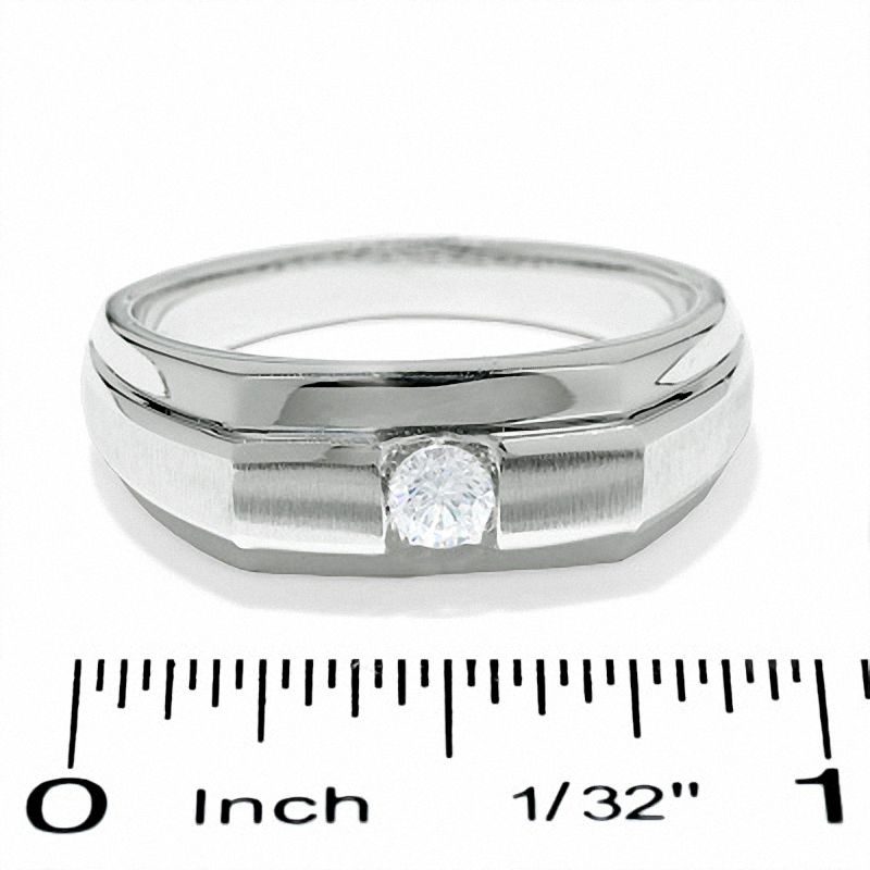 Main Image 3 of Men's Celebration Lux® 1/5 CT. Certified Diamond Solitaire Band in 18K White Gold (I/SI2)