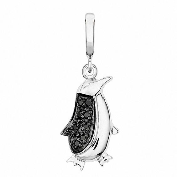 1/7 CT. T.w. Black Diamond Penguin Charm in Sterling Silver