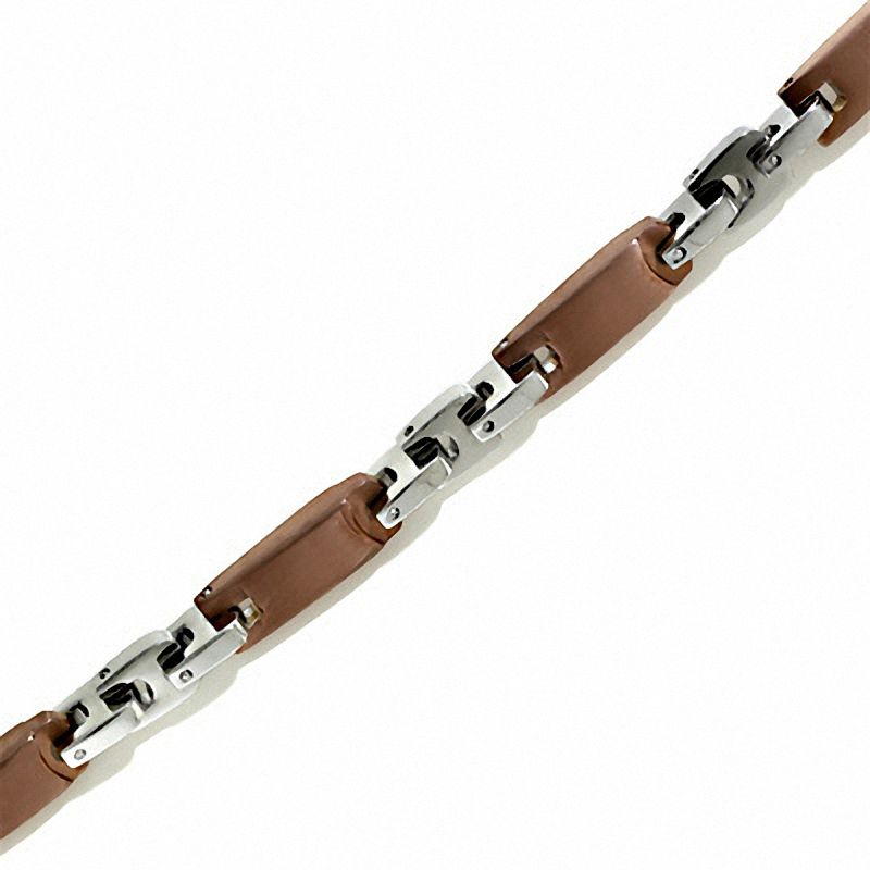 Main Image 3 of Stainless Steel Brown IP Fashion Necklace and Bracelet Set