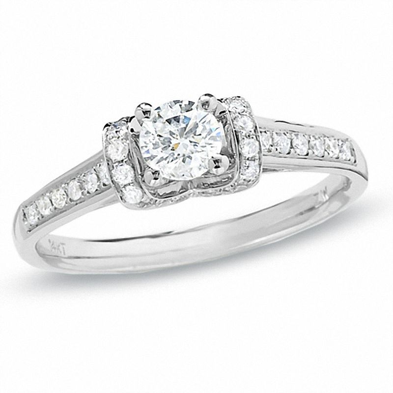 Main Image 1 of 5/8 CT. T.W. Diamond Collar Ring in 14K White Gold