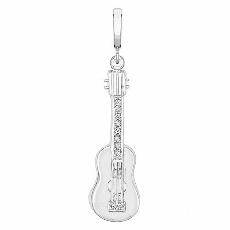Diamond Accent Guitar Charm in Sterling Silver