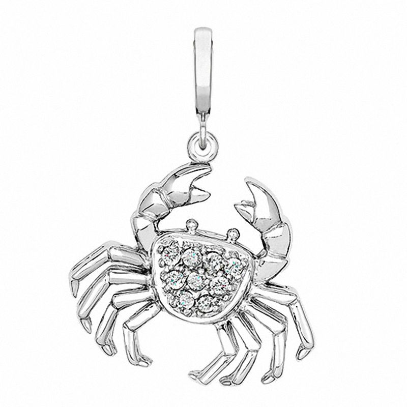 Main Image 1 of 1/7 CT. T.W. Diamond Crab Charm in Sterling Silver