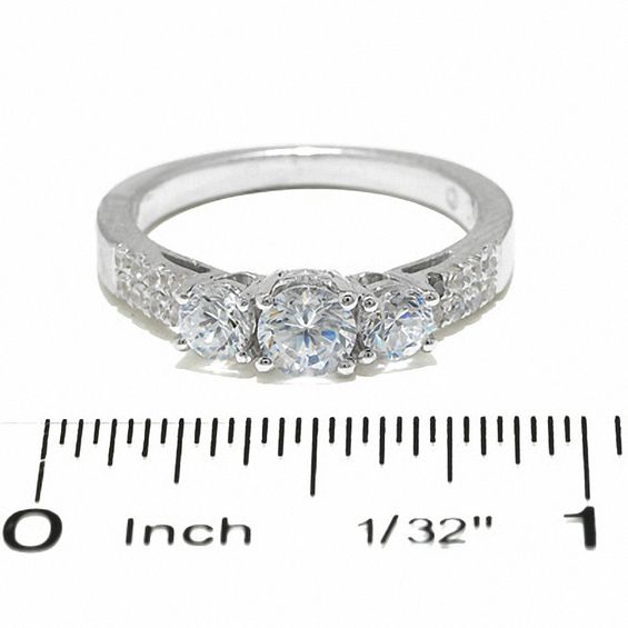 1 CT. T.w. Diamond Three Stone Two Row Ring in 14K White Gold