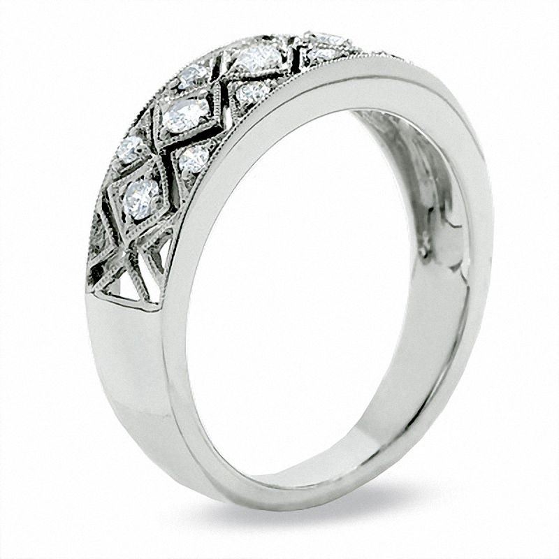 Main Image 2 of 1/3 CT. T.W. Diamond Vintage Kite Band in 14K White Gold