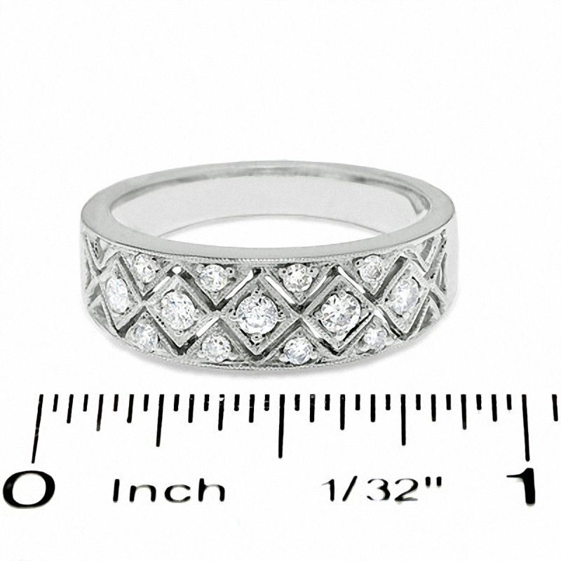 Main Image 3 of 1/3 CT. T.W. Diamond Vintage Kite Band in 14K White Gold