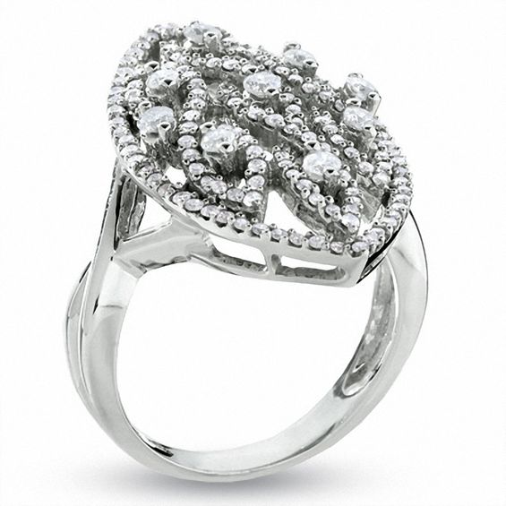 1 CT. T.w. Diamond Fashion Ring in 14K White Gold