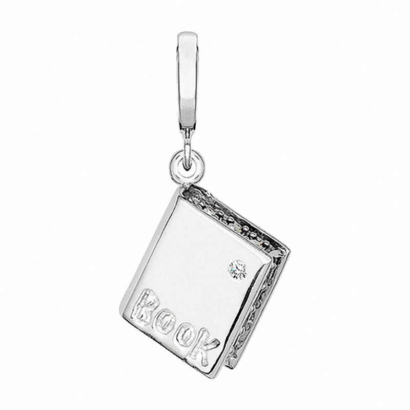 Main Image 1 of 1/10 CT. T.W. Diamond Book Charm in Sterling Silver