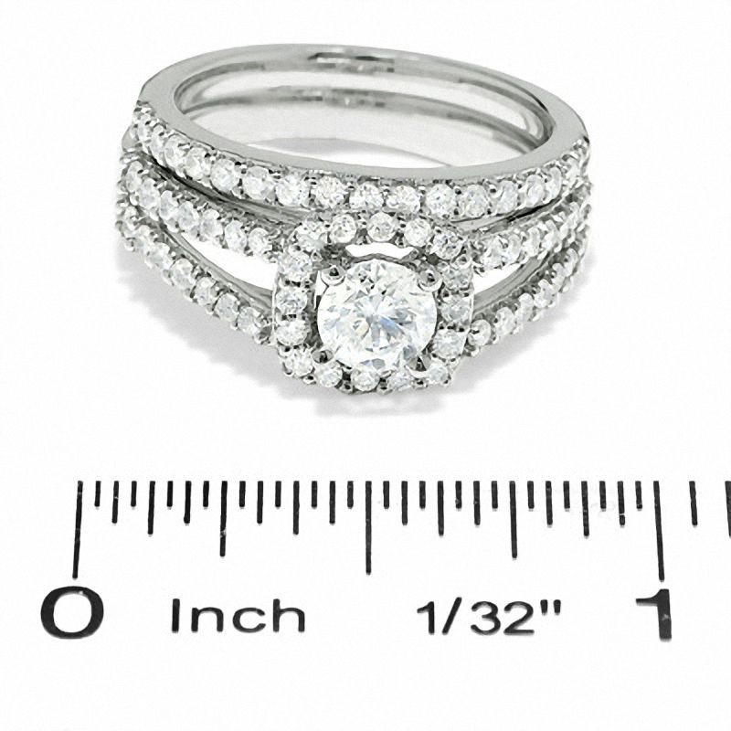 1-1/2 CT. Certified Colorless Diamond Framed Split Shank Engagement Ring in 18K White Gold