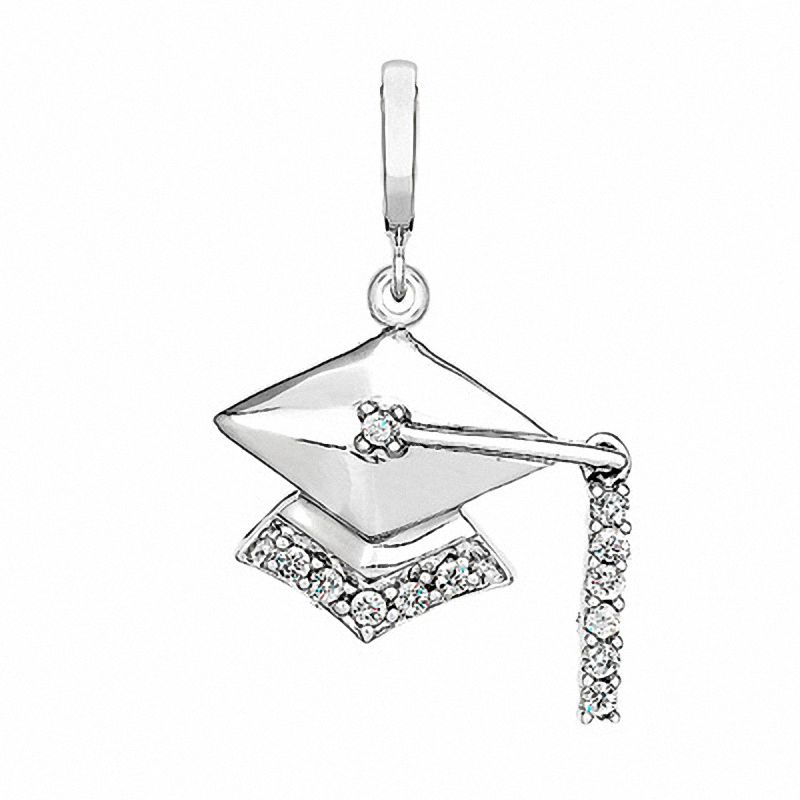 Main Image 1 of Diamond Accent Graduation Cap Charm in Sterling Silver