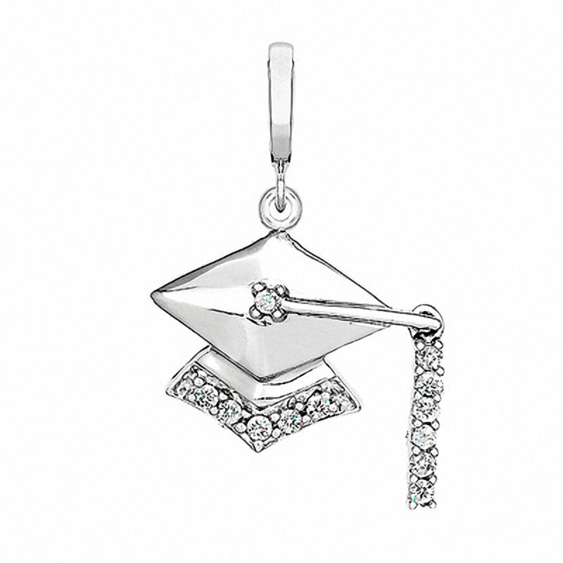 Diamond Accent Graduation Cap Charm in Sterling Silver