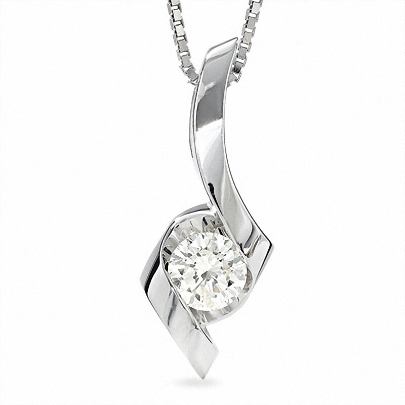 Main Image 1 of Sirena™ 1/2 CT. Diamond Solitaire Pendant in 14K White Gold