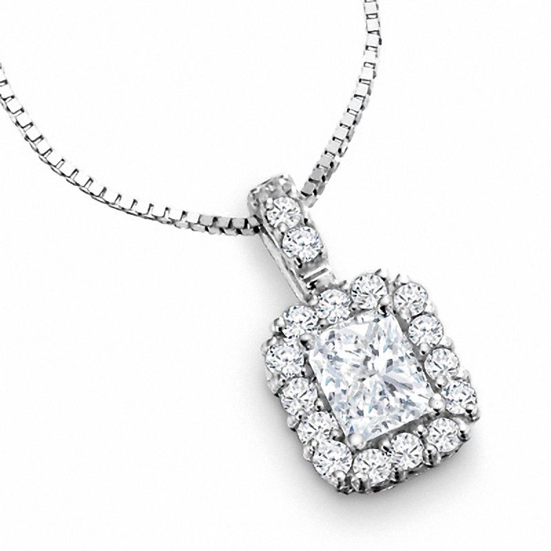 Main Image 1 of 1/2 CT. T.W. Radiant-Cut Diamond Pendant in 14K White Gold
