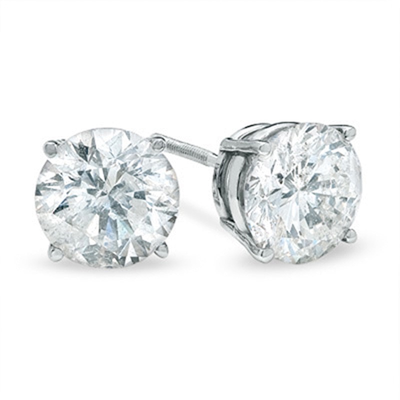 3 CT. T.W. Diamond Solitaire Stud Earrings in 14K White Gold