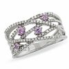 Thumbnail Image 1 of Pink Sapphire and Diamond Orbit Band in 14K White Gold