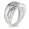 Thumbnail Image 2 of Pink Sapphire and Diamond Orbit Band in 14K White Gold