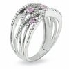 Thumbnail Image 1 of Pink Sapphire and Diamond Orbit Band in 14K White Gold