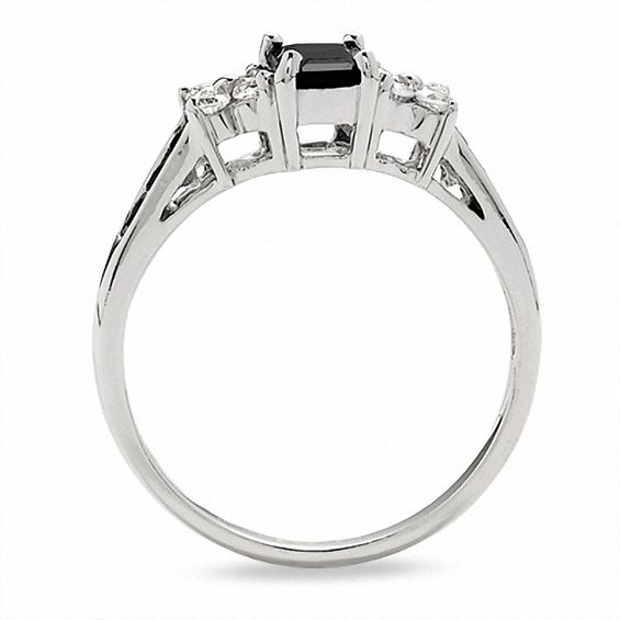 Blue and White Sapphire Ring in 14K White Gold