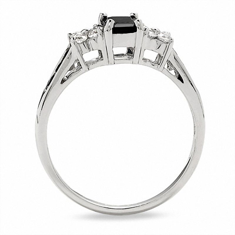 Main Image 2 of Blue and White Sapphire Ring in 14K White Gold