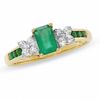 Thumbnail Image 1 of Emerald-Cut Emerald and White Sapphire Ring in 14K Gold