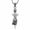 Thumbnail Image 1 of Ed Hardy Skull and Dagger Stainless Steel Pendant with Lab-Created Rubies