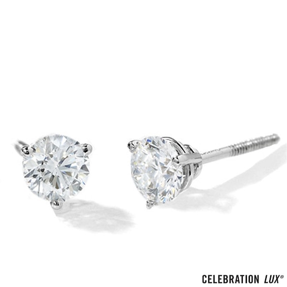 Celebration LuxÂ® 1-1/2 CT. T.w. Certified Diamond Solitaire Stud Earrings in 18K White Gold (I/Si2)