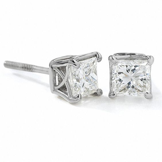 Celebration LuxÂ® 1-1/2 CT. T.w. Princess-Cut Diamond Solitaire Stud Earrings in 18K White Gold (I/Si2)
