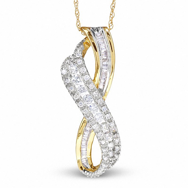 Main Image 1 of 1/2 CT. T.W. Diamond Twist Pendant in 10K Gold