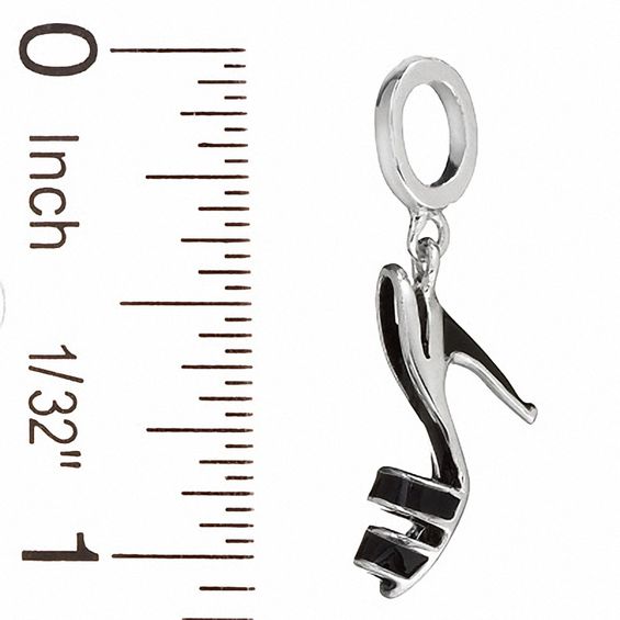 Black Enamel Slip On High Heel Shoe Charm in Sterling Silver