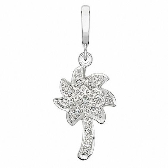 Diamond Accent Palm Tree Charm in Sterling Silver