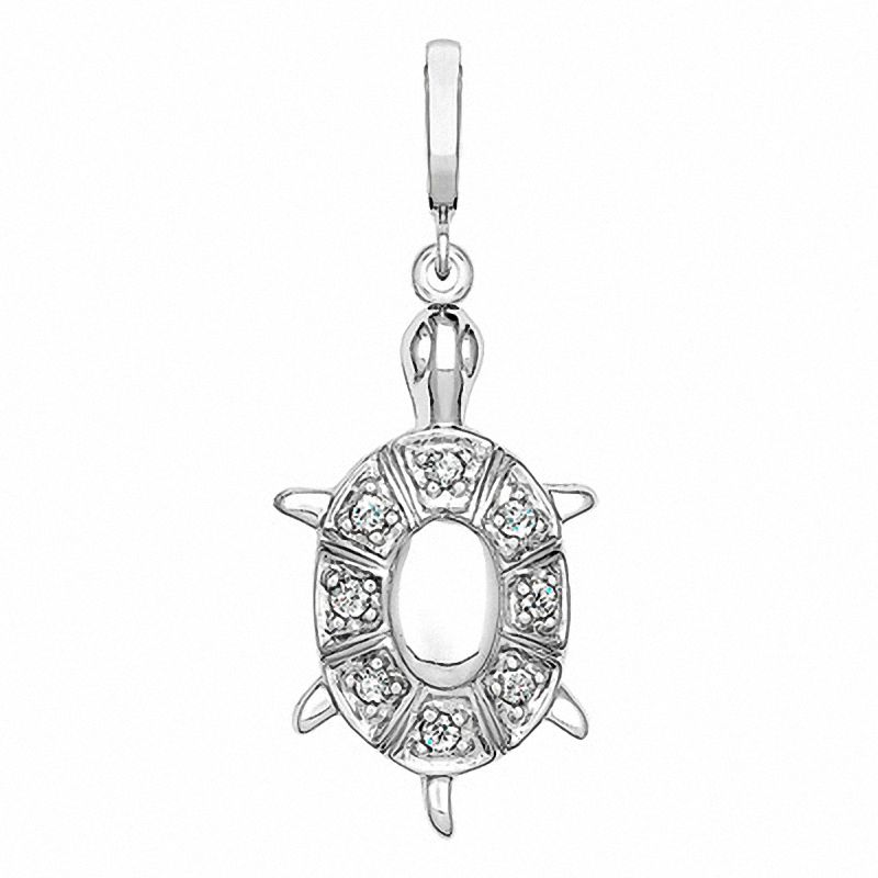 Main Image 1 of 1/7 CT. T.W. Diamond Turtle Charm in Sterling Silver
