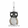 Thumbnail Image 1 of 1/2 CT. T.W. Enhanced Black, Champagne and White Diamond Owl Charm in Sterling Silver