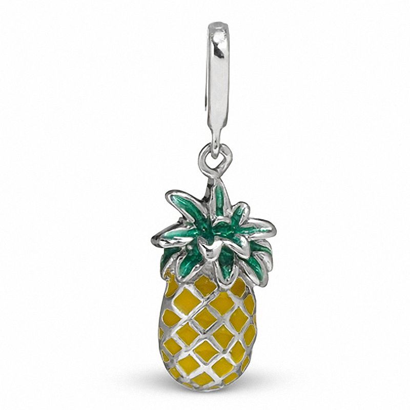 Enamel Pineapple Charm in Sterling Silver