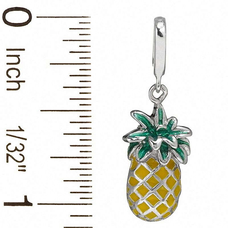 Enamel Pineapple Charm in Sterling Silver