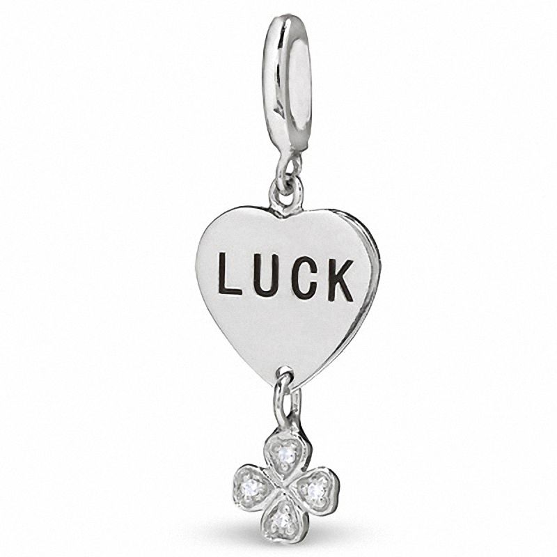 Diamond Accent "Lucky" Charm in Sterling Silver