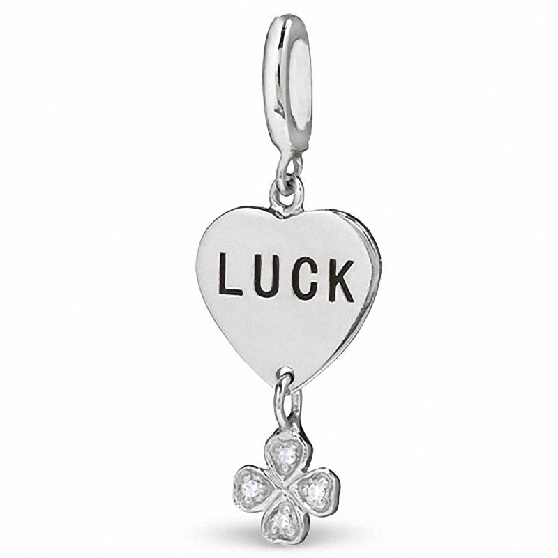 Main Image 1 of Diamond Accent "Lucky" Charm in Sterling Silver