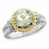 Thumbnail Image 1 of Green Quartz and Diamond Rope Ring in 10K Gold and Sterling Silver